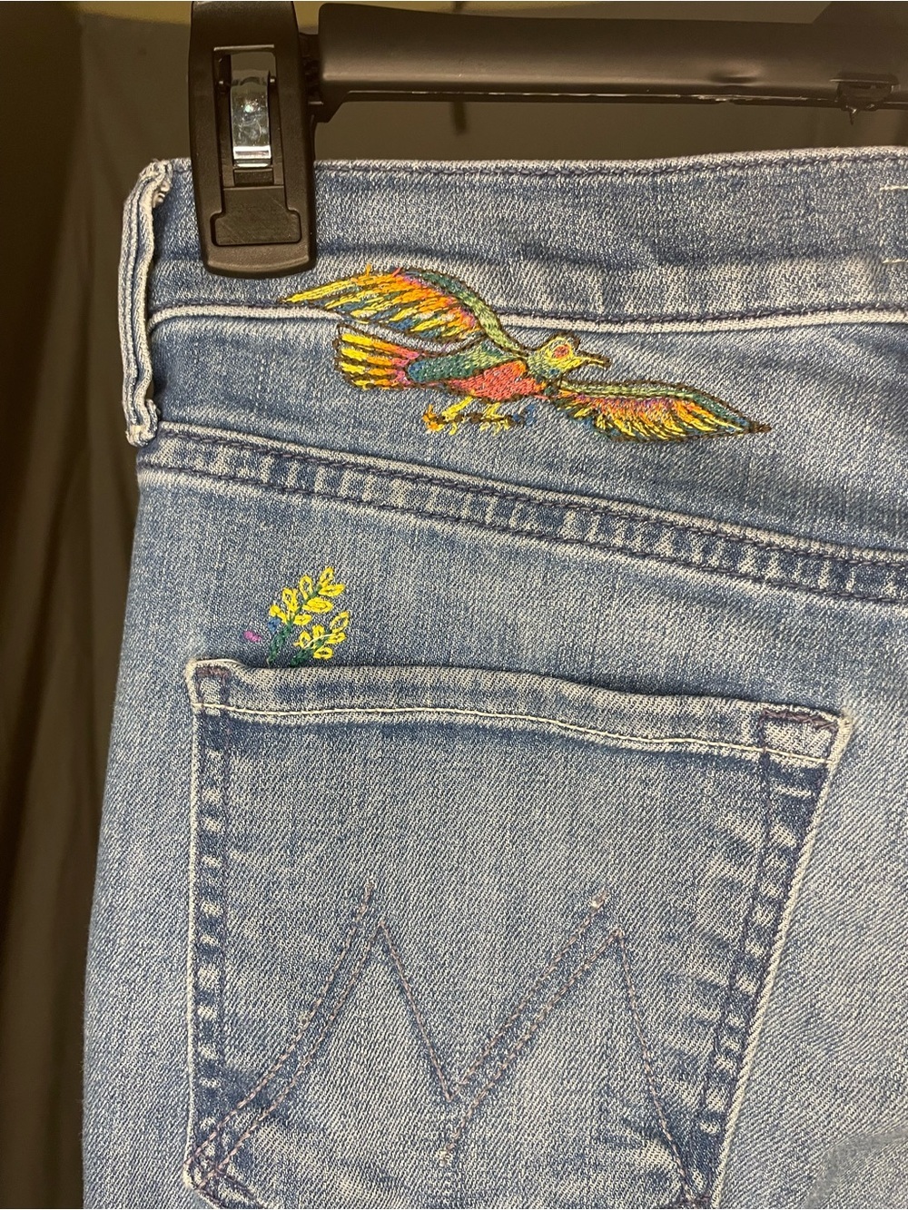 MOTHER Limited Edition Mid Rise Dazzler Ankle I Wet My Plants Embroidered Jeans - Picture 3 of 12